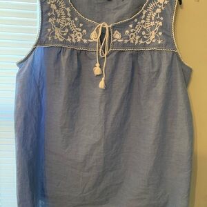 Talbots Light Blue Embroidered Blouse